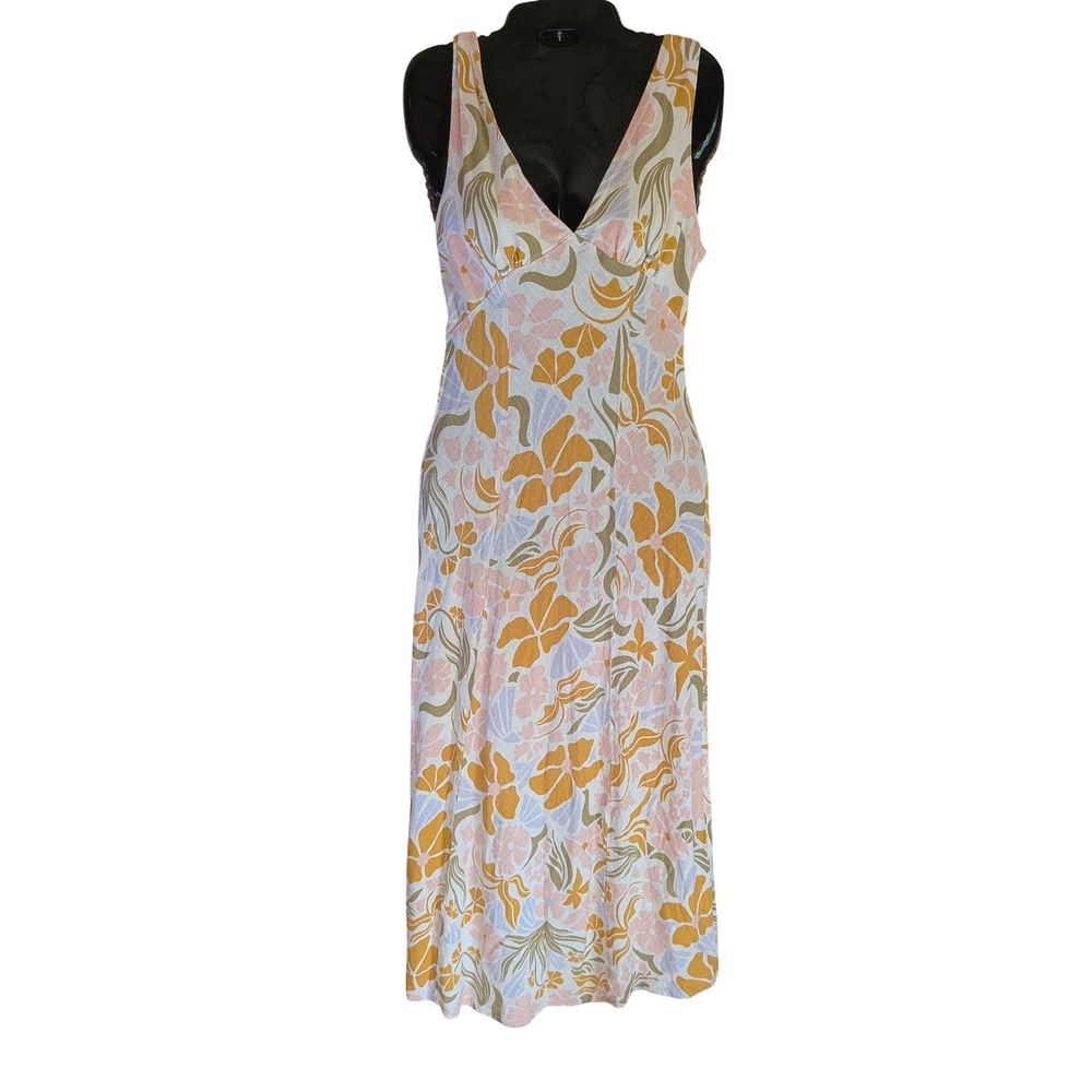 Paper Heart Maxi Dress M Cottagecore Boho Retro Floral Linen Blend Anthropologie